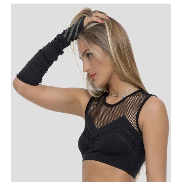 PSYLO super crop top Black Mesh Sleeveless 100% organic cotton SZ 4 MSRP $54 - Picture 2 of 10